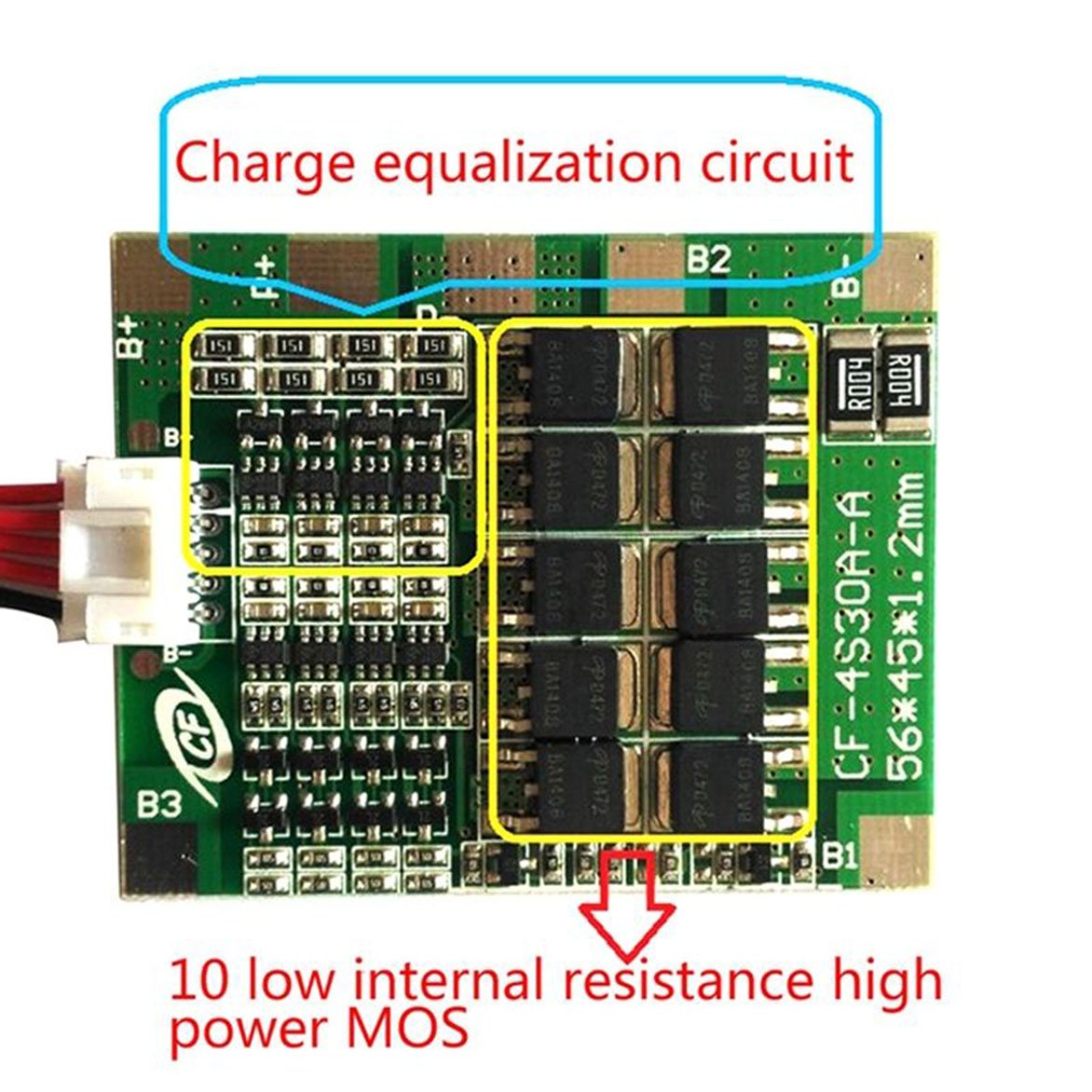 4 Series 30A 18650 Lithium Battery Protection Board 14.8V 16V with Cable