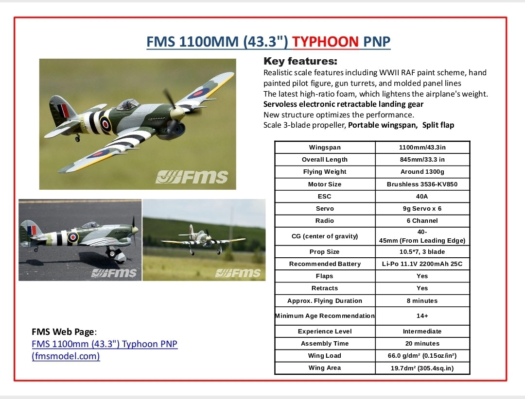 Fms 1100Mm (43.3") Typhoon Pnp