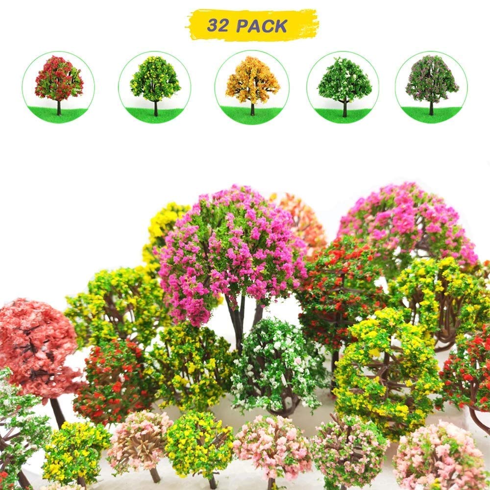 MIXED MODEL TREES TRAIN SCENERY