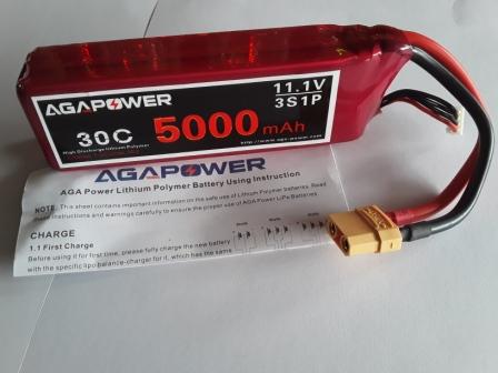 AGA LIPO BATTERY 5000MAH,11.1V,30C,3S