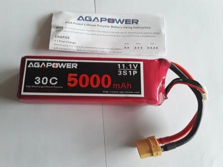 AGA LIPO BATTERY 5000MAH,11.1V,30C,3S