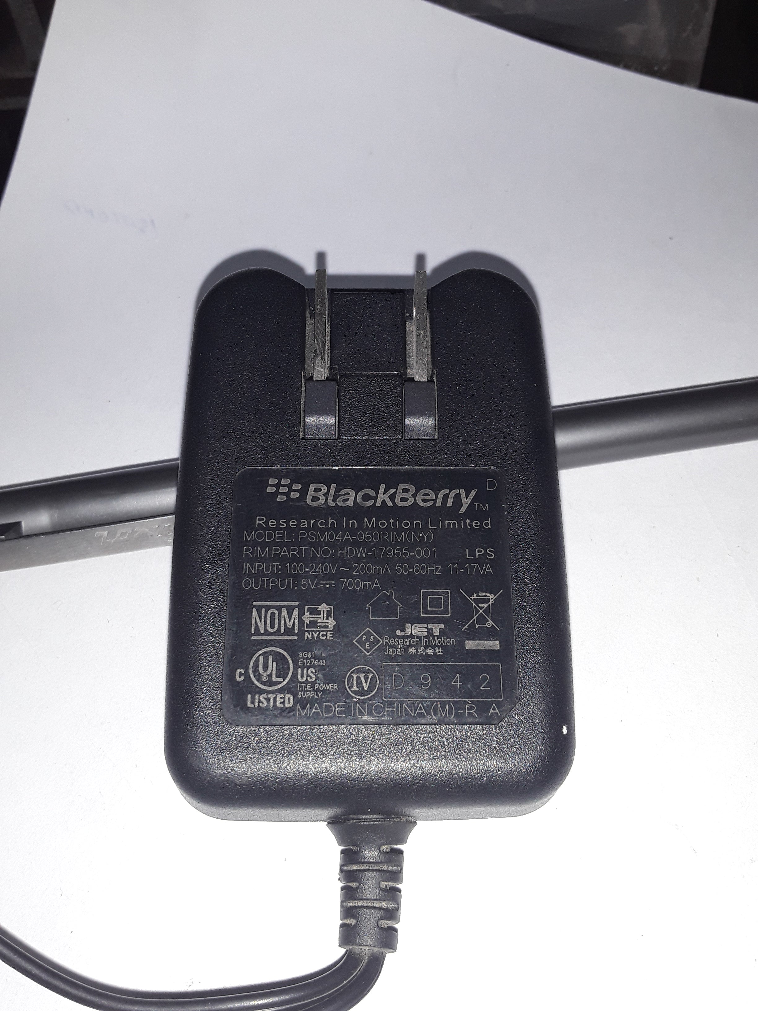 Blackberry Ac230V Dc5Vcharger-Quality Pre Owned