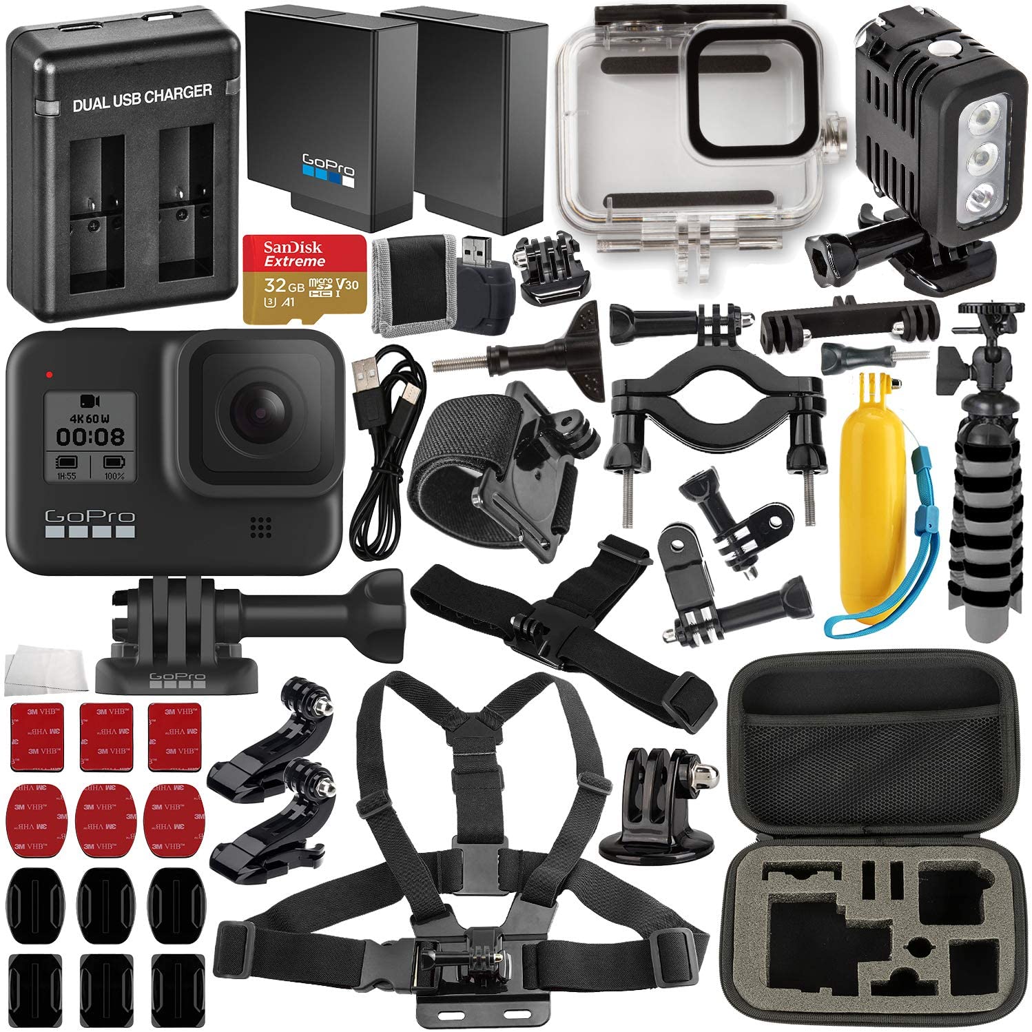 Gopro Hero8 Black Action Camera And Deluxe Accessory Bundle