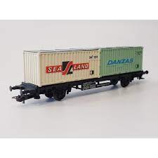 Ho Scale Container Wagon With Danzas  And Sea Land Containers -Quality Pre Owned