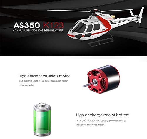 Wltoys XK AS350 K123 6CH 3D 6G System Remote Control Toy Brushless Motor RC Helicopter(Quality Pre Owned)