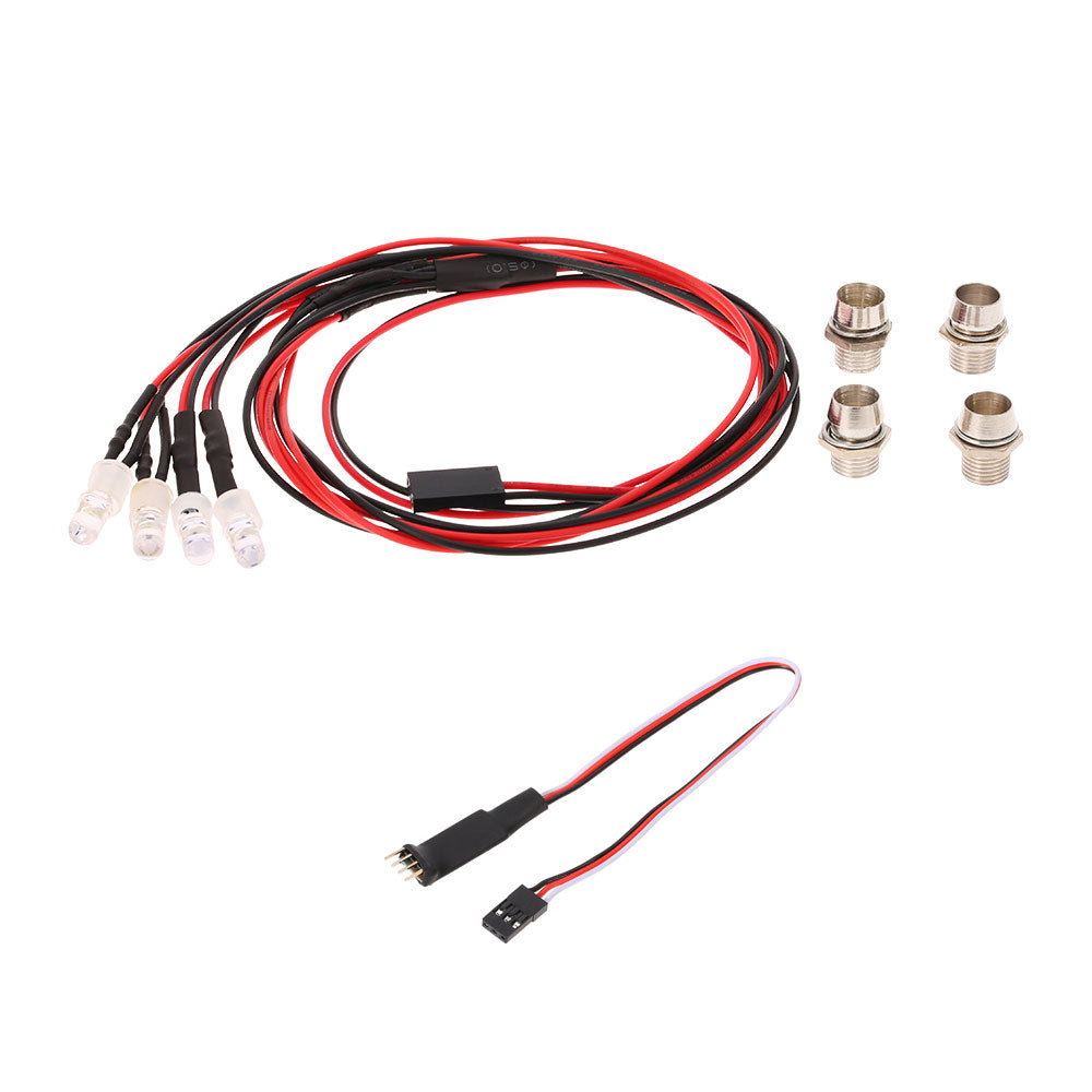 RC Cars LED Light Headlights Taillight Kit RC Parts 2 White+2Red For 1/10 Scale RC Cars Truck Tank Crawler