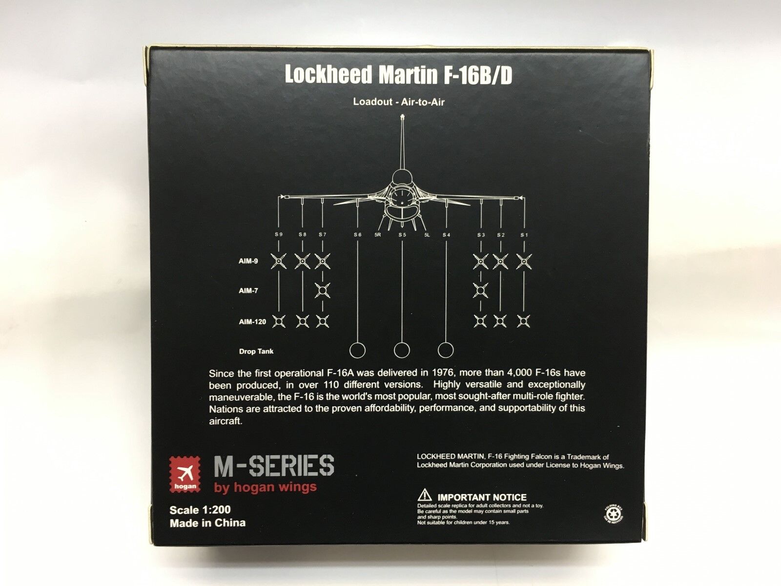 Airplane Diecast Lockhead Martin F16 B/D 1:200 Scale Model No.6320