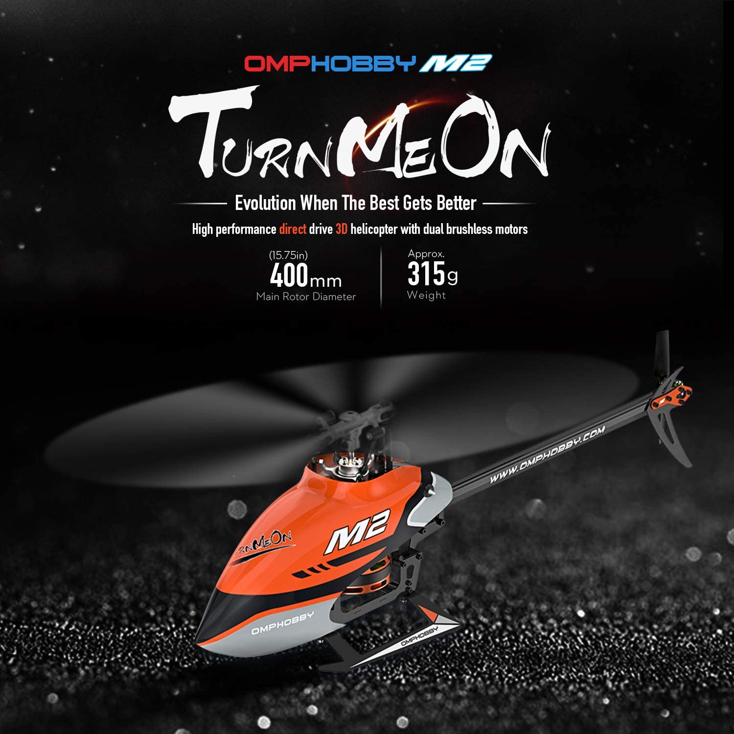 Omphobby M2 V2 Electric Helicopter BNF (Orange) 400mm