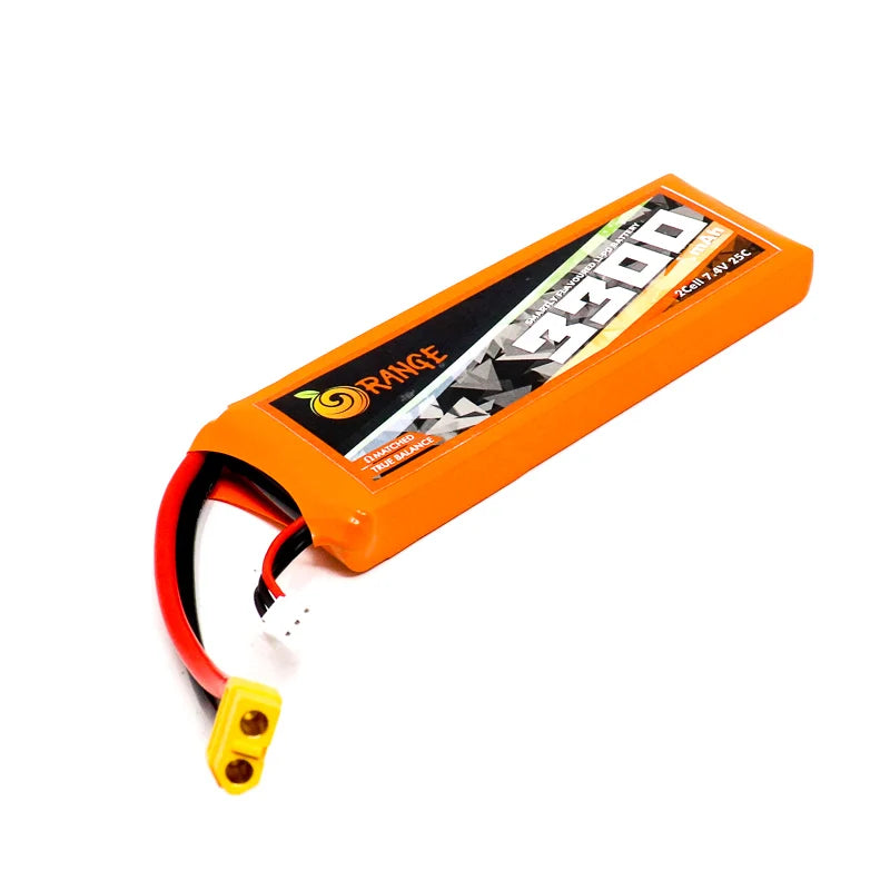 Orange 3300mAh 2S 25C (7.4V) Lithium Polymer Battery Pack (LiPo)