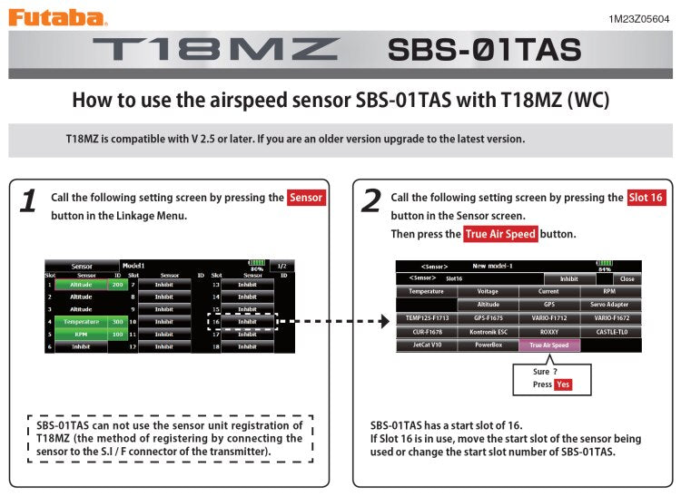 Futaba Telemetry System  Airspeed Sensor EBB1176 SBS 01TAS E TOP