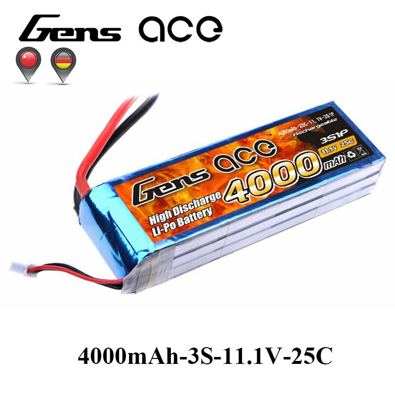Lipo 11.1V 4000Mah 25C 3S Gens Ace  Battery