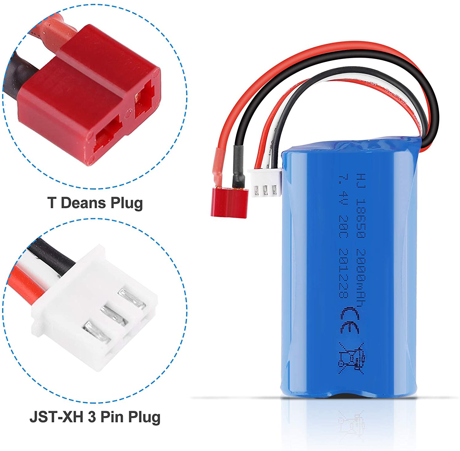 7.4V 2000MAH-18650 Lithium ion Rechargeable Battery Pack