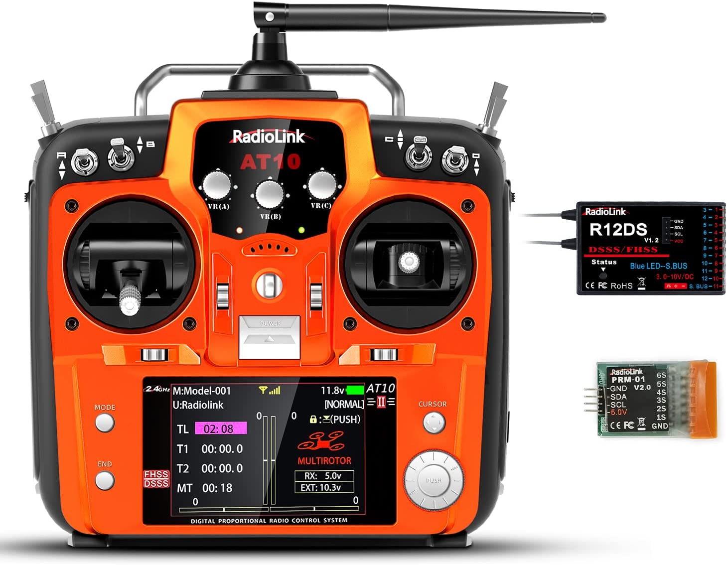 Radiolink AT10 2.4GHz 12CH RC Drone Remote with PRM-01 Transmitter and R12DS Receiver