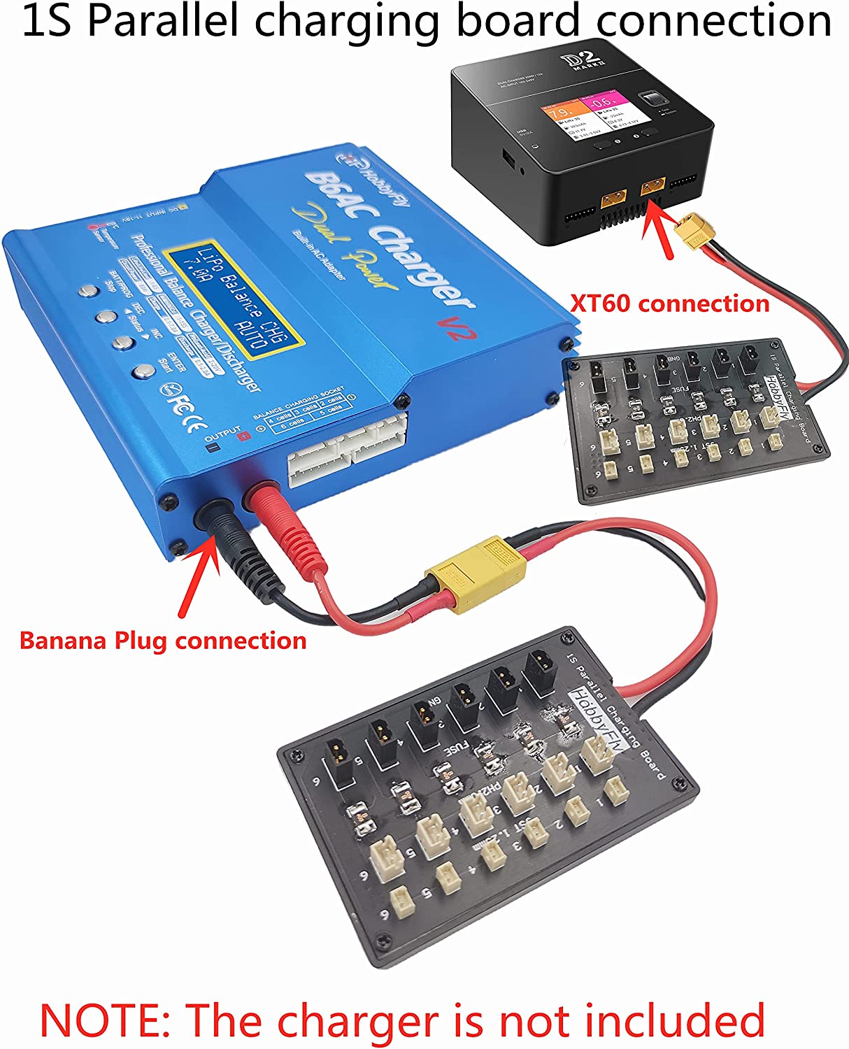 HobbyFly GNB27 and JST-PH 2.0 Connector 1S Lipo Battery Balance Parallel Charging Board Charger Board 6 Channel