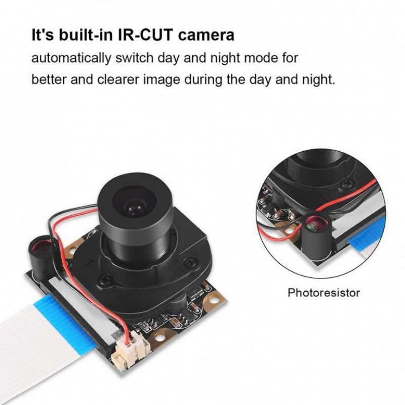 OV5647 5MP 1080P IR-Cut Camera for Raspberry Pi 3/4 with Automatic Day Night Mode