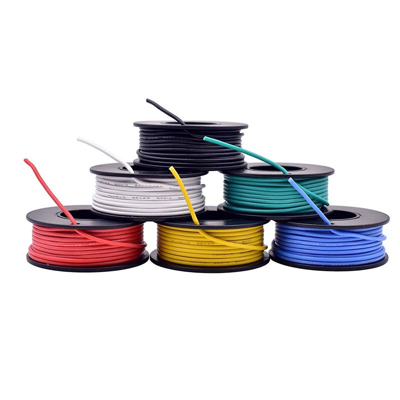 Plusivo 24AWG Hook up Wire Kit - 600V Pre-Tinned Stranded Silicon Wire of 6 Colors x 9M
