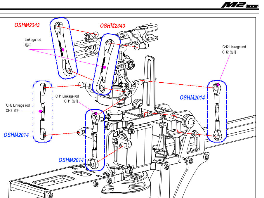 M2 Servo Linkage Rod Set (6Pc) (Omphm2014)