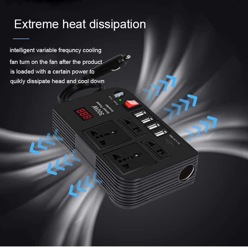 Power Inverter DC 12V To AC 220V With Usb Ports Fast Charging 2 Universal Sockets