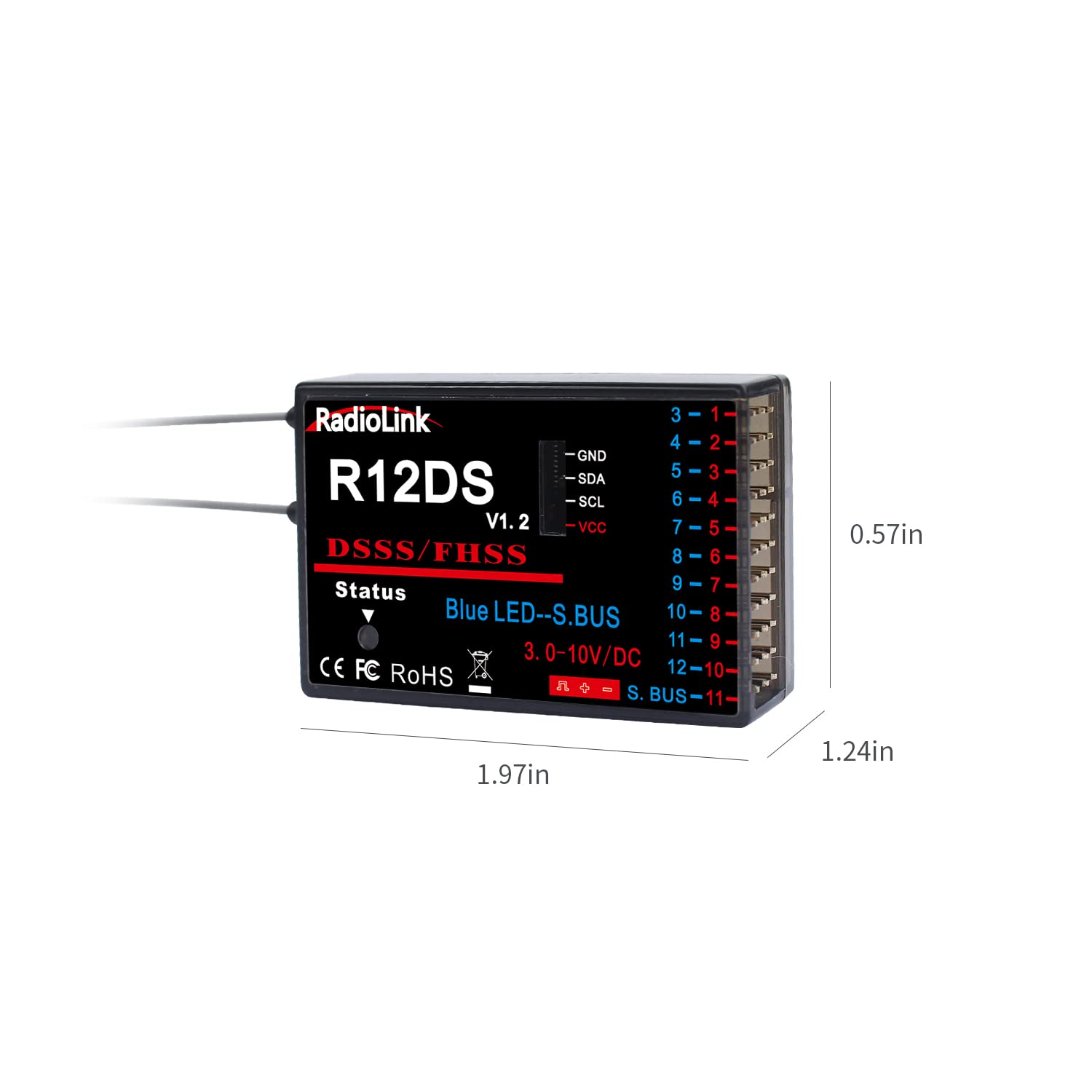 Radiolink R12DS 2.4GHz RC Receiver 12 Channels SBUS/PWM