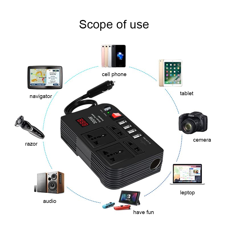 Power Inverter DC 12V To AC 220V With Usb Ports Fast Charging 2 Universal Sockets