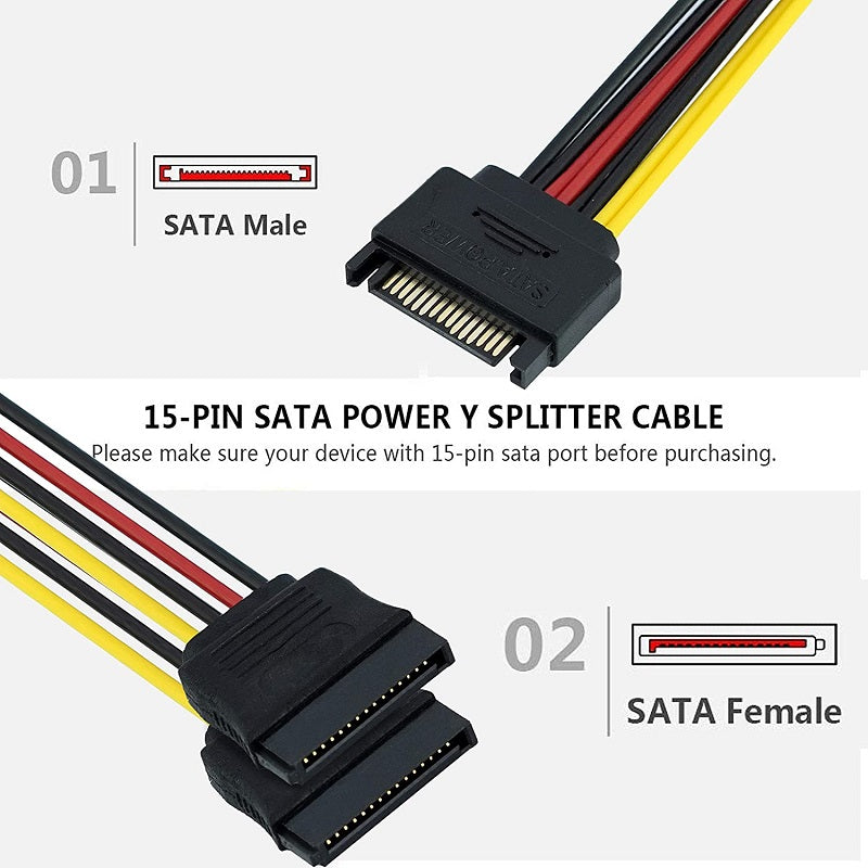 All Copper 15PIN SATA, One Point Two Power, Cord, Inflection