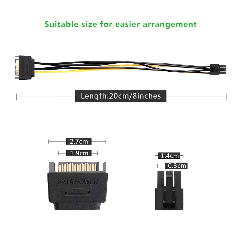 Dual SATA 15PIN to, 6PIN Graphics Card, Power Lines