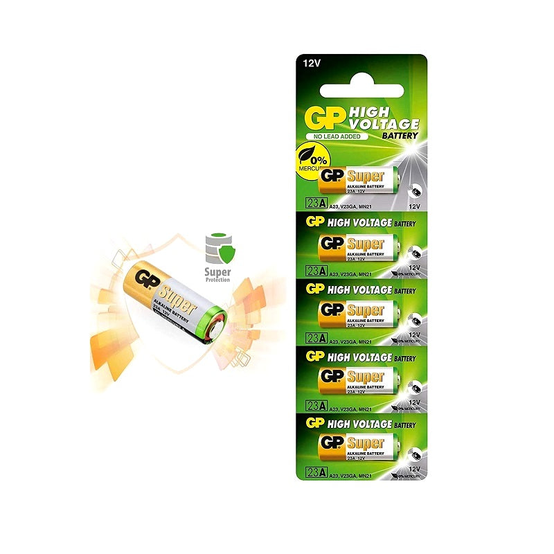 GP 23A 23AE-C5 A23 MN21 LRV08 12Volt Alkaline Batteries High Voltage Cell (Pack of 5)