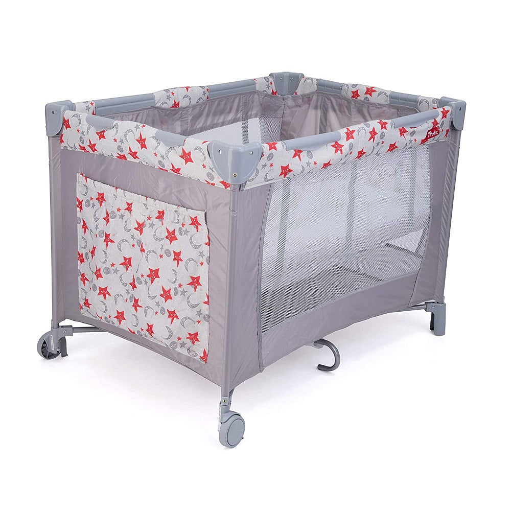 Trots Baby Playpen Playard & Folding Baby Bed Cum Convertible Crib - (Silver Metallic)