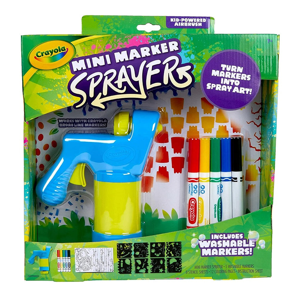 Crayola Mini Marker Sprayer, Marker Airbrush Kit, Gift for Kids, 7, 8, 9, 10