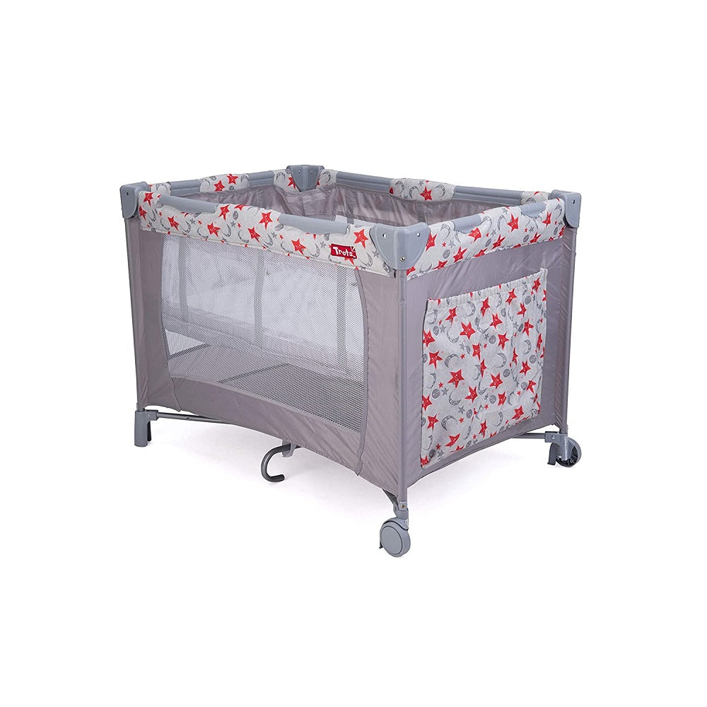 Trots Baby Playpen Playard & Folding Baby Bed Cum Convertible Crib - (Silver Metallic)
