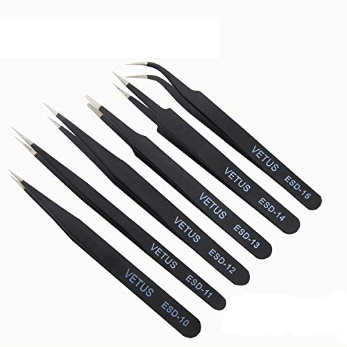 Anti-Static Tweezers 6Pcs Vetus Esd