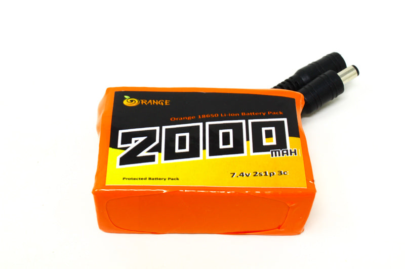 Orange 18650 Li-ion 2000mAh 7.4v 2S1P Protected Battery Pack-3c