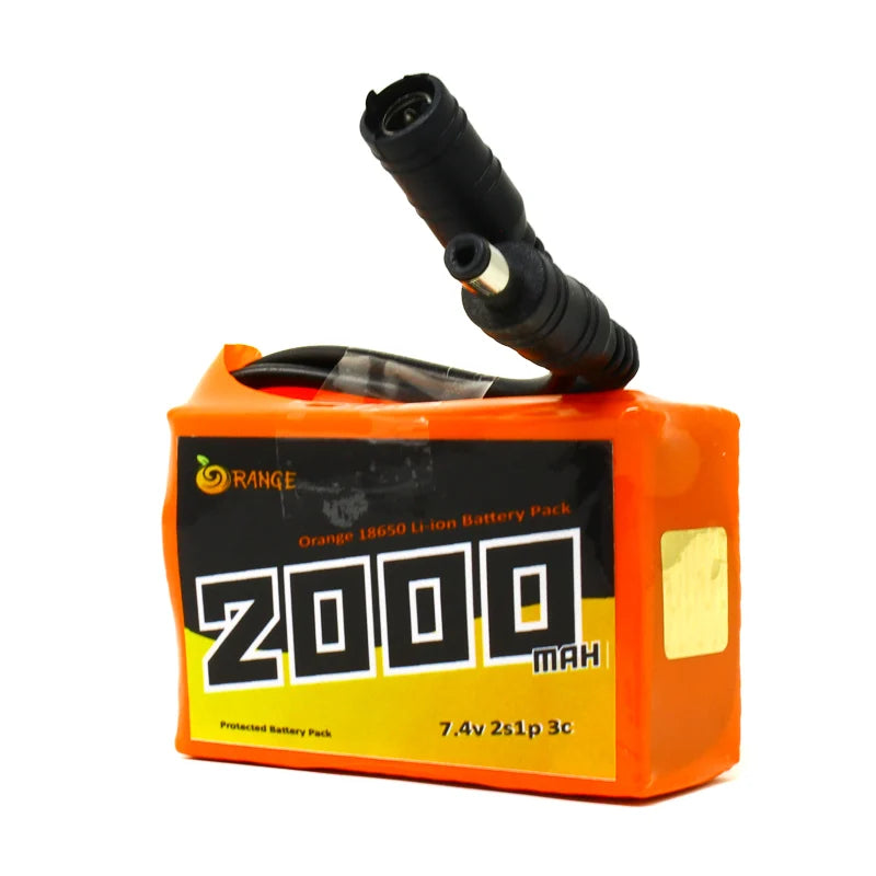 Orange 18650 Li-ion 2000mAh 7.4v 2S1P Protected Battery Pack-3c