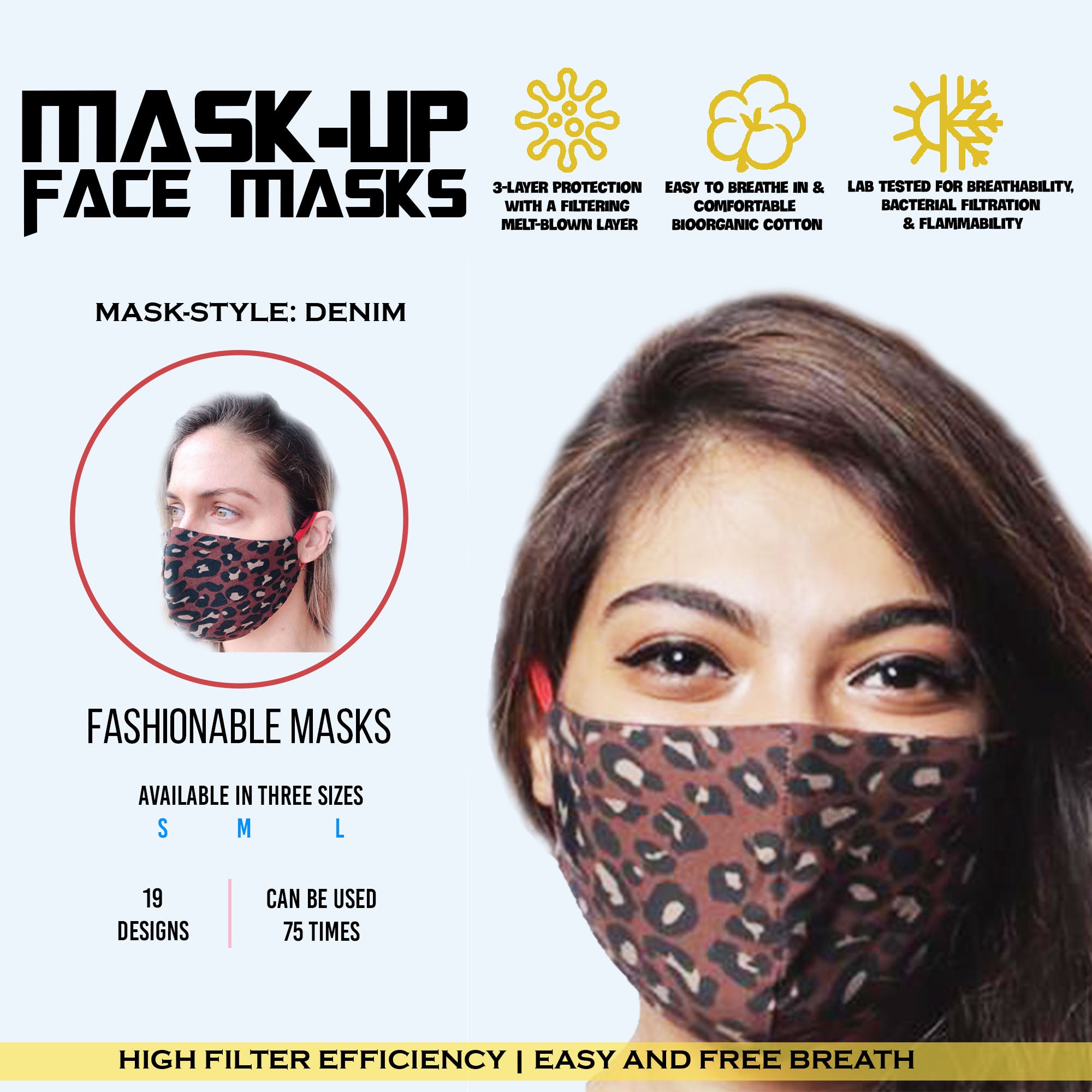 Face mask Leopord Brown Small,Medium,Big