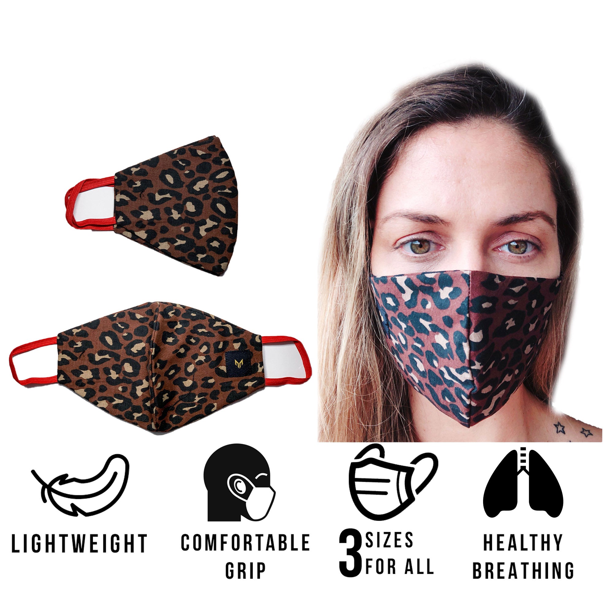 Face mask Leopord Brown Small,Medium,Big