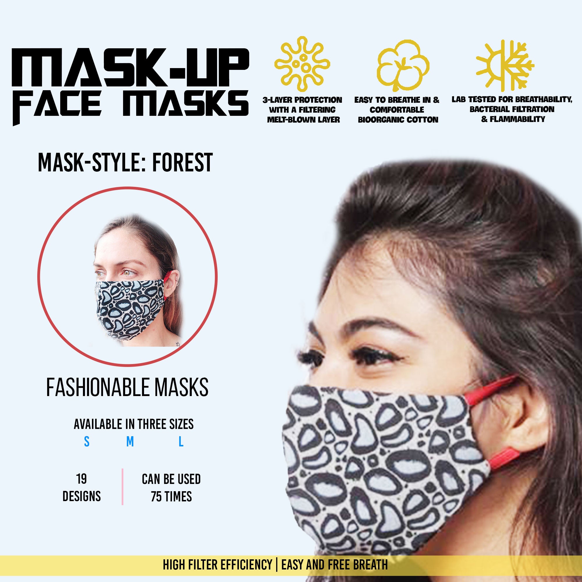 Face mask Leopord Grey Small,Medium,Big