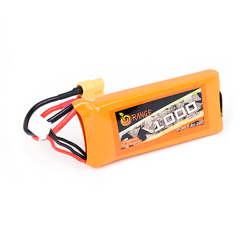 Orange 1000mah 2S 30C/60C Lithium Polymer Battery Pack (LiPo)