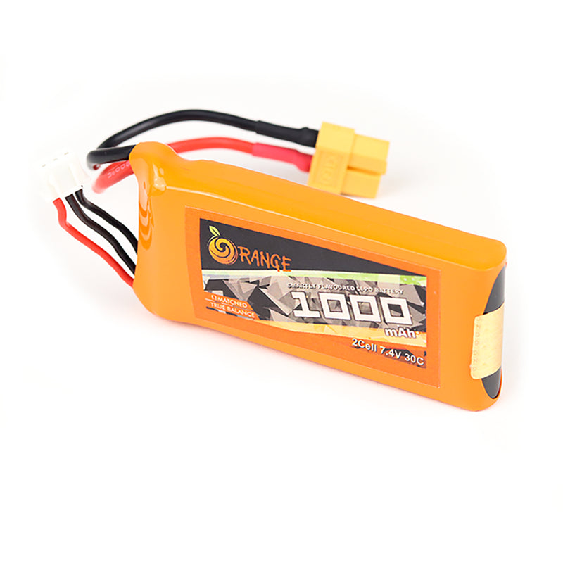 Orange 1000mah 2S 30C/60C Lithium Polymer Battery Pack (LiPo)