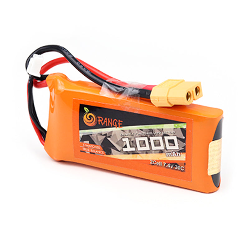 Orange 1000mah 2S 30C/60C Lithium Polymer Battery Pack (LiPo)