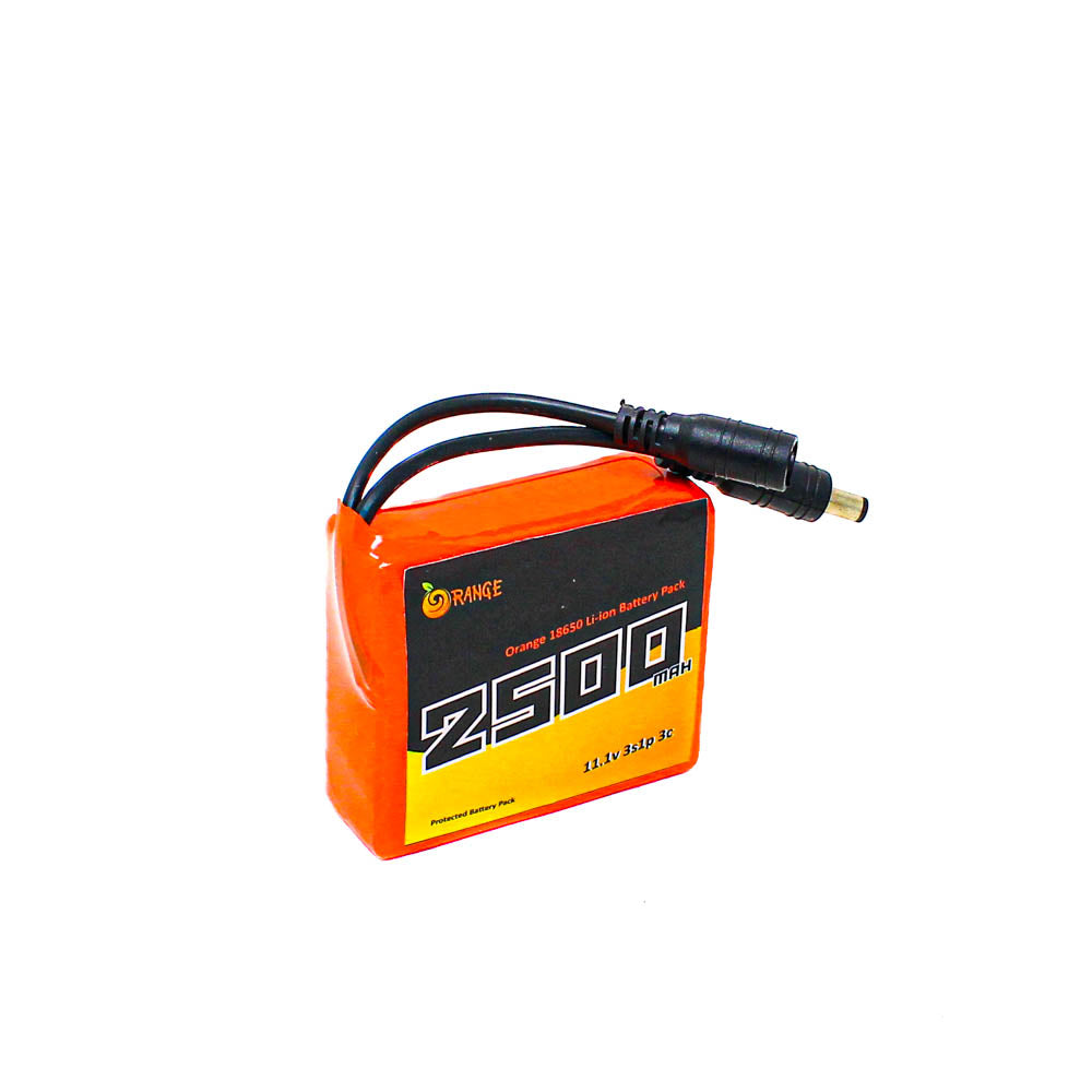 Orange 18650 Li-ion 2500mAh 11.1v 3S Protected Battery Pack-3C with DC Jack Male & Female
