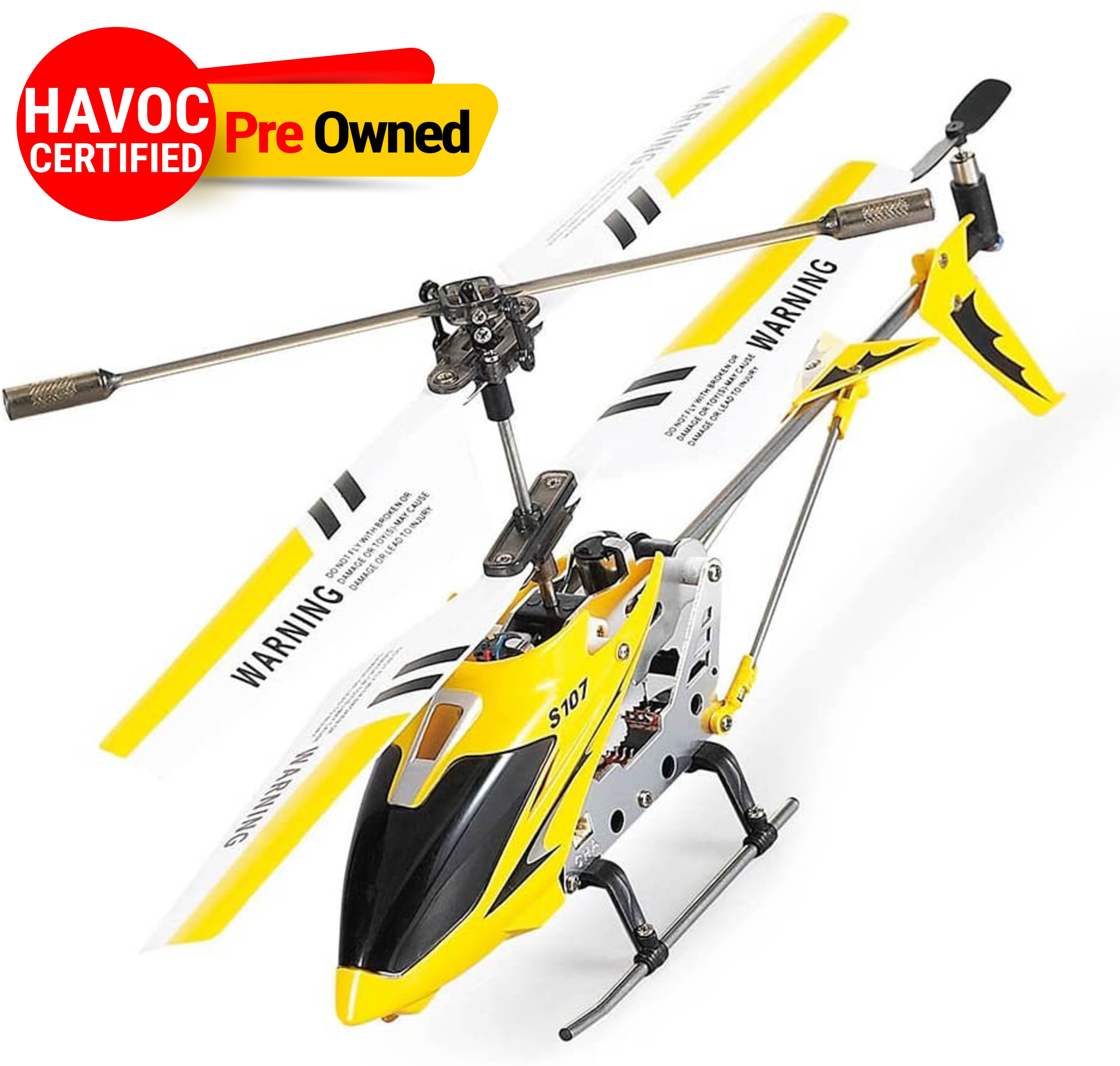 Syma 3 Channel S107 Mini Indoor Co-Axial Metal Body Frame & Built-In Gyroscope Helicopter Yellow&White(Quality Pre Owned)