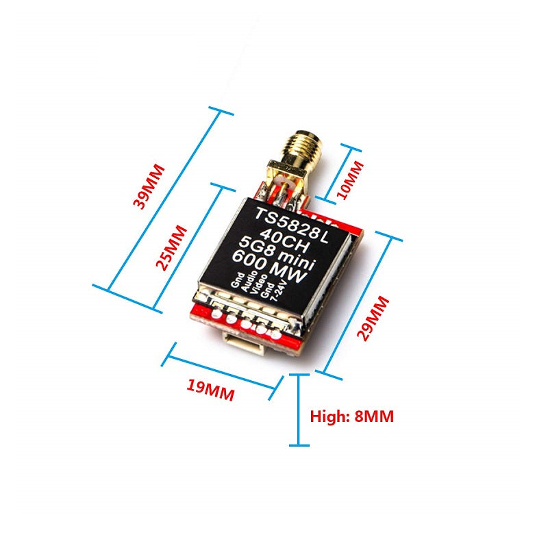 TS5828L 5.8G 600MW 40CH Transmitter with Antenna