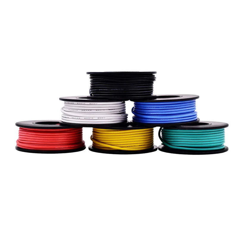 Plusivo 18AWG Hook up Wire Kit – 600V Pre-Tinned Stranded Silicon Wire of 6 Colors x 5M