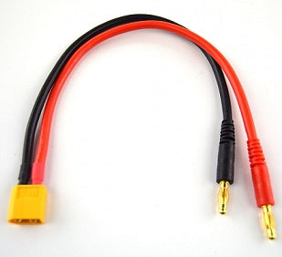 4mm Banana Plug to XT60 Silicon Charger Lead - 12 Inches / 30 cm