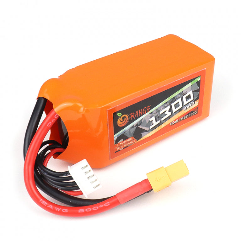 Orange 1300mAH 4S 100C/200C (14.8V) Lithium Polymer Battery Pack