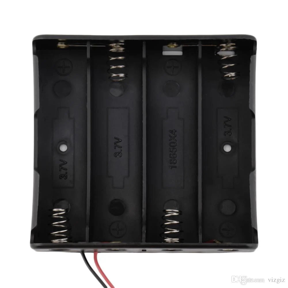 Black Plastic Storage Box Case Holder for Battery 4 x 18650 Cell Box, without Cover